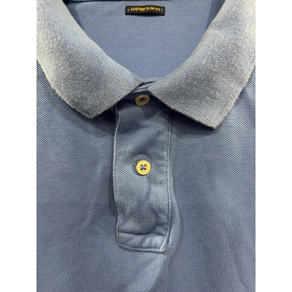 Polo Ralph Lauren Custom Slim Fit Polo Shirt Men's XXL Blue Orange Pony Cotton